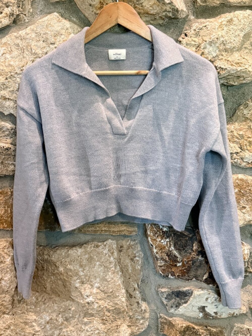 Aritzia Wilfred Clara Merino Wool Waist Sweater cool gray XS